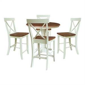 36&quot Round Extension Dining Table with 4 X-Back Counter Stools - Multi-Color
