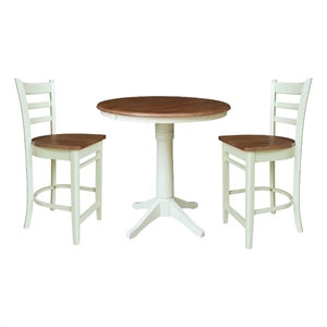36&quot Round Extension Dining Table with 2 Counter Stools - Multi-Color