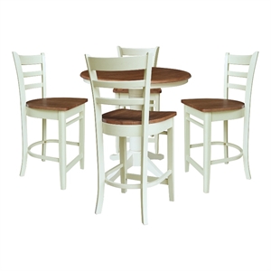 36&quot Round Extension Dining Table with 4 Counter Stools - Multi-Color