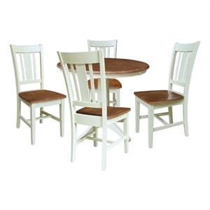 36&quot Round Extension Dining Table with 4 Chairs   Multi Color