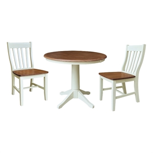 36&quot Round Extension Dining Table with 2 Cafe Dining Chairs - Multi-Color