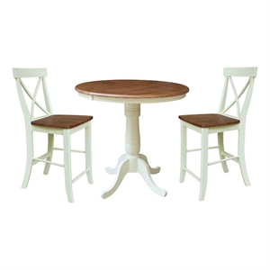 36&quot Round Extension Dining Table with 2 Counter Height Stools - Multi-Color
