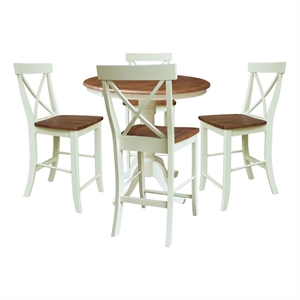 36&quot Round Extension Dining Table with 4 Counter Height Stools - Multi-Color