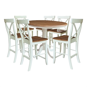 36&quot Round Extension Dining Table with 6 Counter Height Stools - Multi-Color