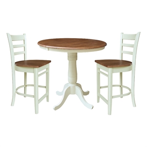36&quot Round Extension Dining Table with 2 Stools - Multi-Color