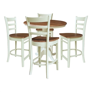 36&quot Round Extension Dining Table with 4 Stools - Multi-Color