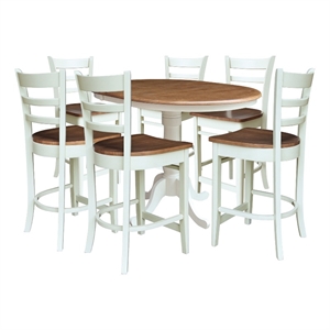 36&quot Round Extension Dining Table with 6 Stools - Multi-Color