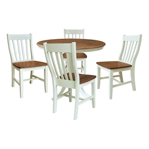 36&quot Round Extension Dining Table With 4 Cafe Dining Chairs - Multi-Color