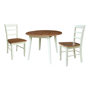 42&quot Round Dual Drop Leaf Wood Dining Table with 2 Chairs   Multi Color