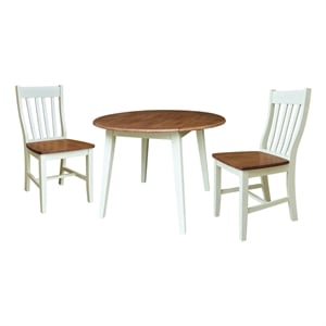 42&quot Round Dual Drop Leaf Wood Dining Table with 2 Chairs - Multi-Color