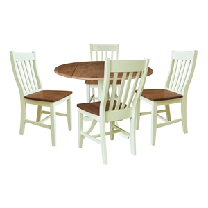 42&quot Dual Drop Leaf Wood Dining Table with 4 Chairs   Multi Color