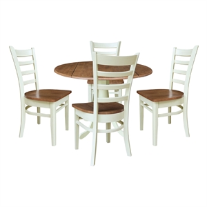 42&quot Solid Wood Dual Drop Leaf Table With 4 Emily Side Chairs   Multi Color