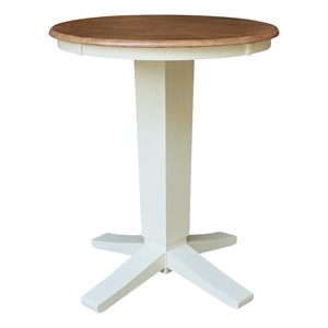 30&quot Solid Wood Round Top Pedestal Dining Table - 35.9&quot High - Multi-Color