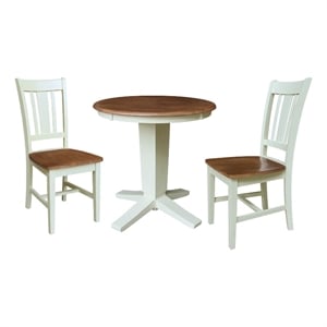 30&quot Solid Wood Round Top Dining Table with 2 Chairs   Multi Color