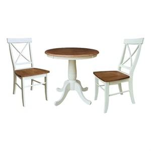 30&quot Round Top Pedestal Dining Table with 2 X-Back Chairs - Multi-Color