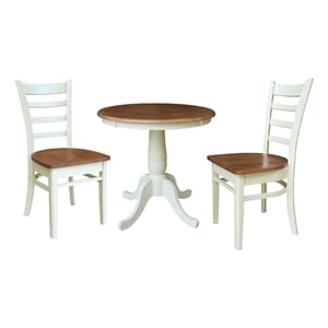30&quot Round Top Pedestal Dining Table with 2 Dining Chairs - Multi-Color