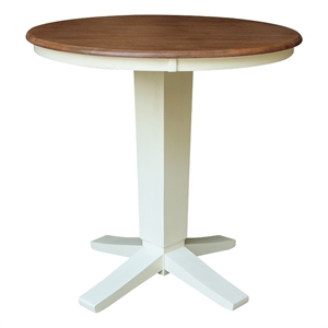 36&quot Solid Wood Round Top Pedestal Dining Table - 35.9&quot High - Multi-Color