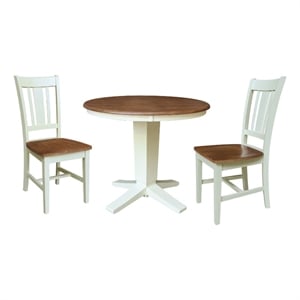 36&quot Solid Wood Round Top Dining Table with 2 Chairs   Multi Color