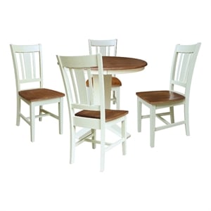36&quot Solid Wood Round Top Dining Table with 4 Chairs   Multi Color