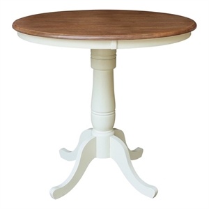 36&quot Round Top Wood Counter Height Pedestal Dining Table 35.1&quot High - Multi-Color