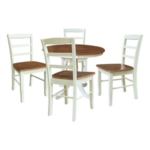 36&quot Round Pedestal Dining Table with 4 Madrid LadderBack Chairs   Multi Color