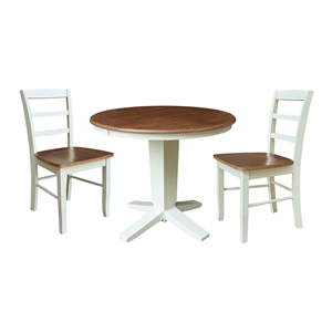 36&quot Solid Wood Round Extension Dining Table with 2 Chairs   Multi Color