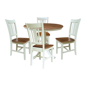 36&quot Round Solid Wood Extension Dining Table With 4 San Remo Dining Chairs