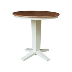 36&quot Solid Wood Round Top Pedestal Table with 12&quot Leaf - 36.1&quotH - Dining Height