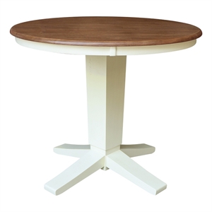 36&quot Solid Wood Round Top Pedestal Dining Table - 29.9&quot High