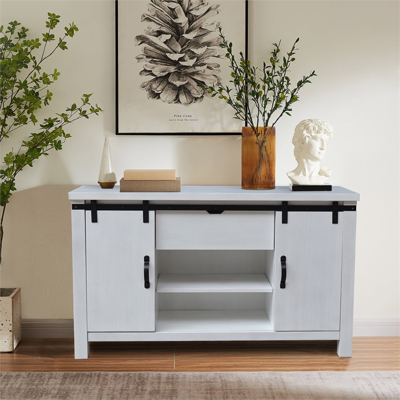 International Concepts Solid Wood Barn Door Server - Soft White