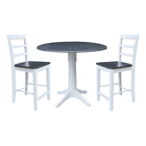 International Concepts 42&quot Round Top Dual Drop Leaf Pedestal Table with 2 Stools
