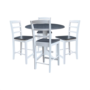 International Concepts 42&quot Round Top Dual Drop Leaf Pedestal Table with 4 Stools