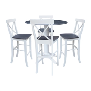 International Concepts 42&quot Round Top Dual Drop Leaf Pedestal Table with 4 Stools