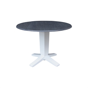 42&quot Solid Wood Round Dual Drop Leaf Dining Pedestal Table 30.3&quotHigh