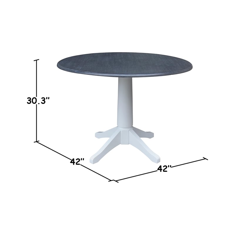 International Concepts 42 In Round dual drop Leaf Pedestal Table  30.3 