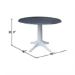 International Concepts 42 In Round dual drop Leaf Pedestal Table  30.3 