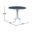 International Concepts 42 In Round dual drop Leaf Pedestal Table 35.5 