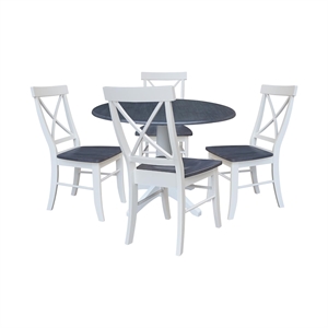 42&quot Round Top Dual Drop Leaf Pedestal Table with 4 Dining Chairs