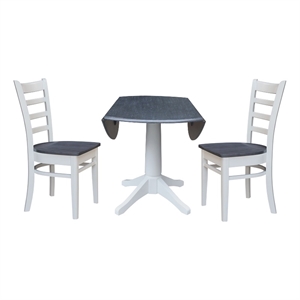 42&quot Round Top Dual Drop Leaf Pedestal Table with 2 Dining Chairs