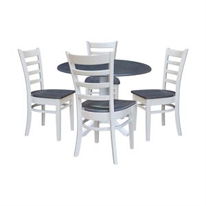 42&quot Round Top Dual Drop Leaf Pedestal Table with 4 Dining Chairs