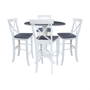International Concepts 42&quot Round Pedestal Table with Four Bar Height Stools