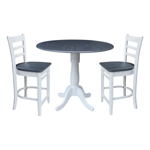 International Concepts 42&quot Round Pedestal Table with Two Counter Height Stools