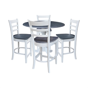 International Concepts 42&quot Round Pedestal Table with Four Counter Height Stools