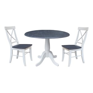 42&quot Round Top Dual Drop Leaf Pedestal Table with 2 Dining Chairs