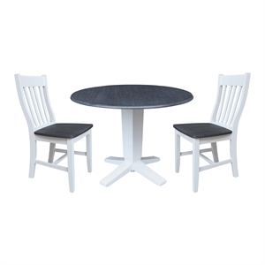 International Concepts 42&quot Round Drop Leaf Table with Two Dining Chairs