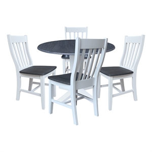International Concepts 42&quot Round Drop Leaf Table with Four Dining Chairs