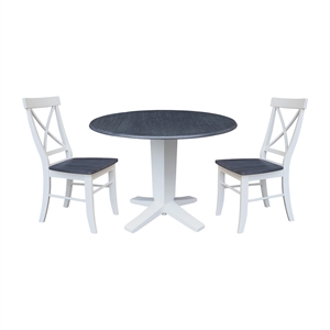 International Concepts 42&quot Round Drop Leaf Table with Two Dining Chairs