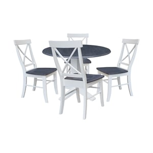 International Concepts 42&quot Round Drop Leaf Table with Four Dining Chairs