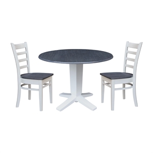 International Concepts 42&quot Round Drop Leaf Table with Two Dining Chairs