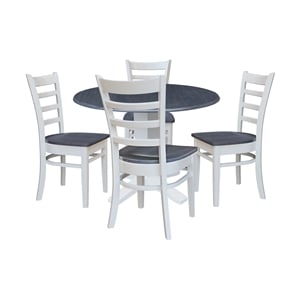 International Concepts 42&quot Round Drop Leaf Table with Four Dining Chairs